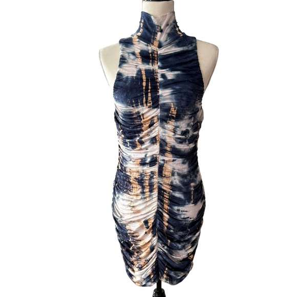 NWT Torn By Ronny Kobo Kit Dress In Indigo Combo Bodycon Mini $168 - Picture 4 of 10